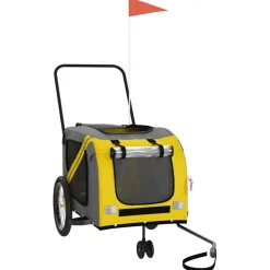 VIDAXL - Remorque de vélo pour animaux de compagnie jaune et gris