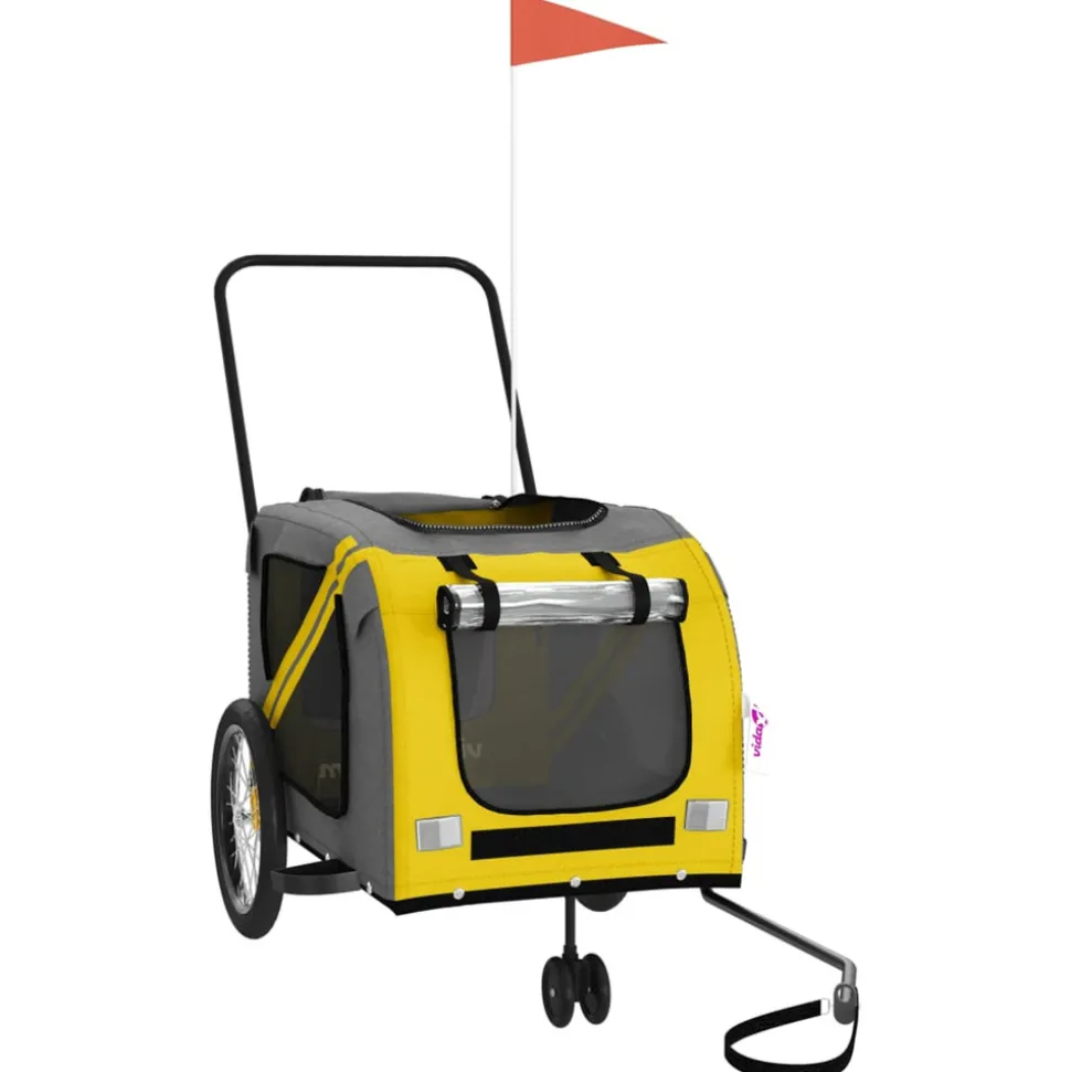 VIDAXL - Remorque de vélo pour animaux de compagnie jaune et gris