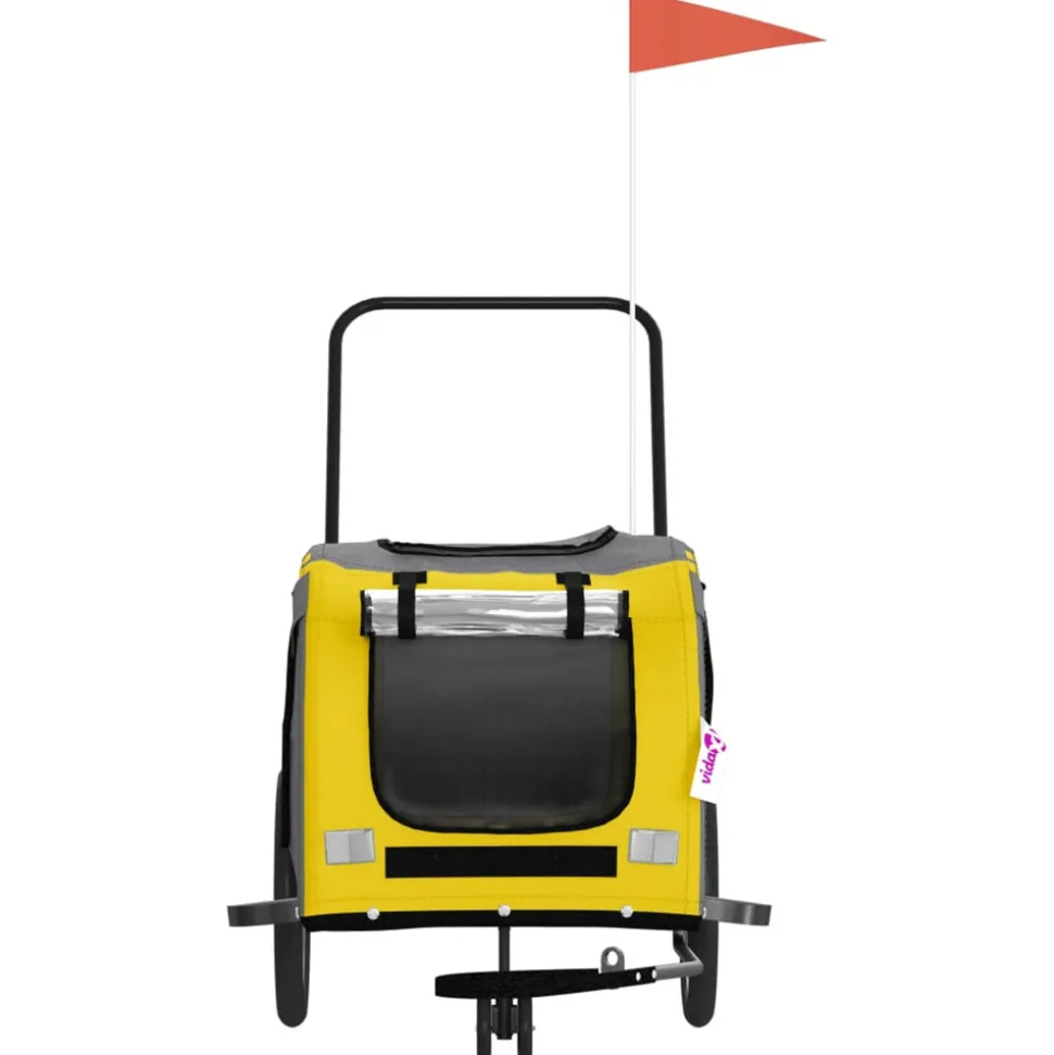 VIDAXL - Remorque de vélo pour animaux de compagnie jaune et gris