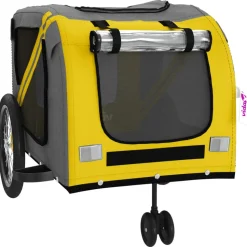VIDAXL - Remorque de vélo pour animaux de compagnie jaune et gris