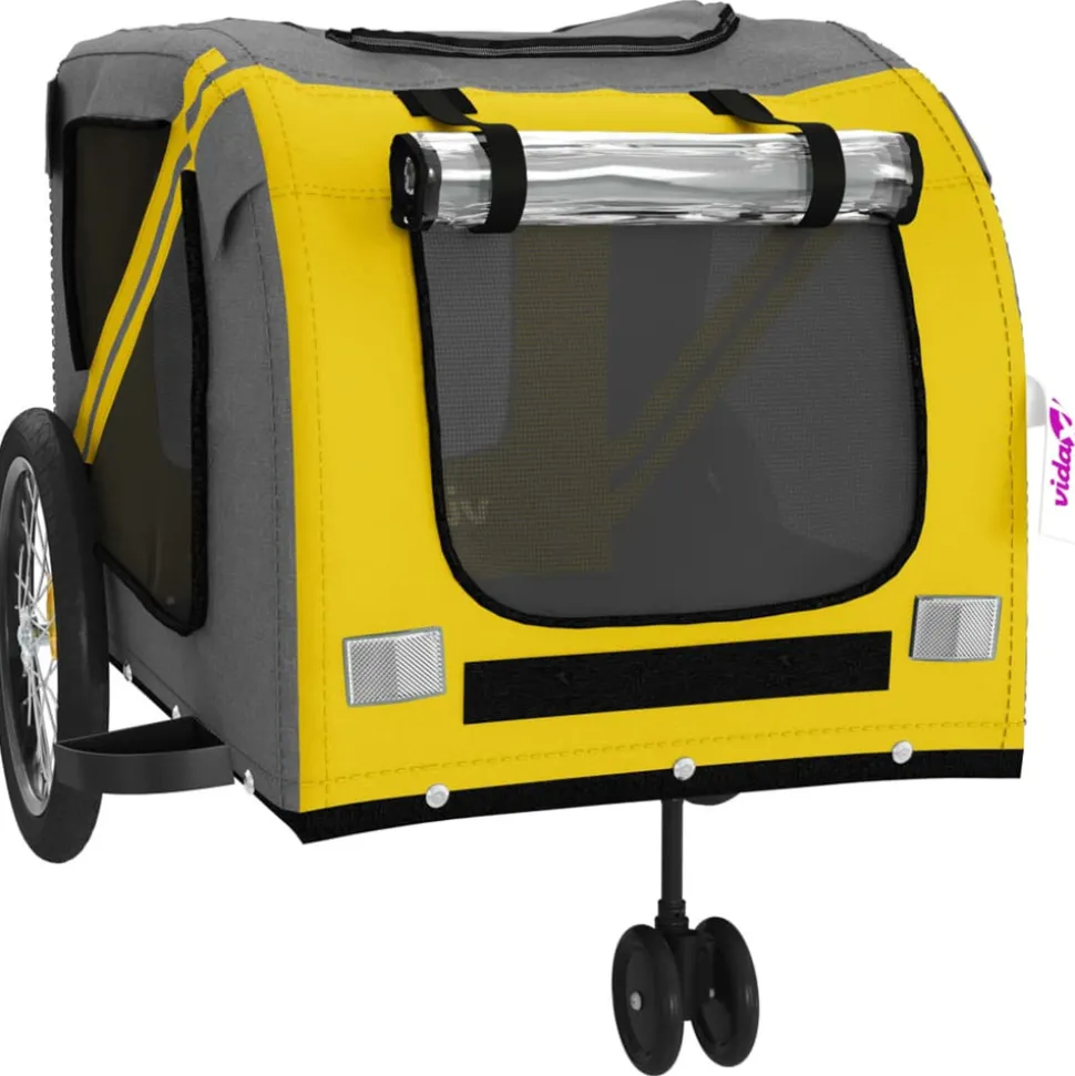 VIDAXL - Remorque de vélo pour animaux de compagnie jaune et gris