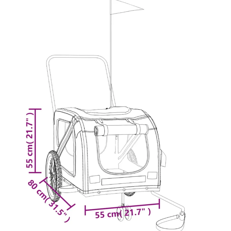 VIDAXL - Remorque de vélo pour animaux de compagnie jaune et gris