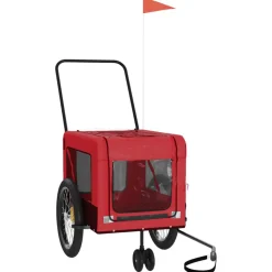 VIDAXL - Remorque de vélo pour animaux de compagnie rouge et noir