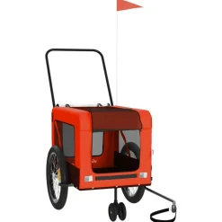 VIDAXL - Remorque de vélo pour animaux de compagnie orange et noir