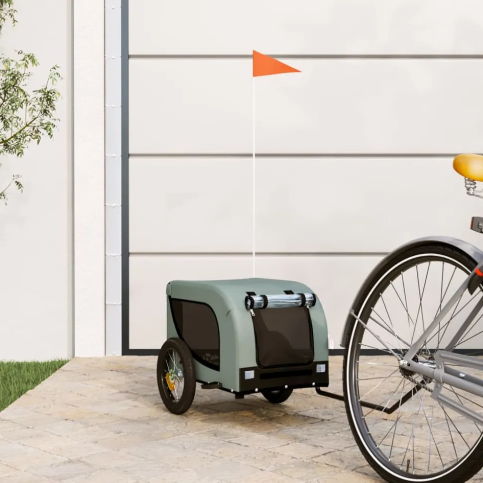 VIDAXL - Remorque de vélo pour animaux de compagnie gris et noir