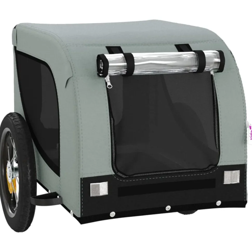 VIDAXL - Remorque de vélo pour animaux de compagnie gris et noir