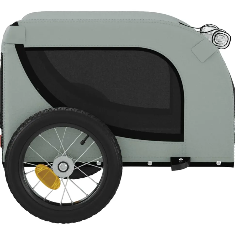 VIDAXL - Remorque de vélo pour animaux de compagnie gris et noir