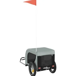 VIDAXL - Remorque de vélo pour animaux de compagnie gris et noir