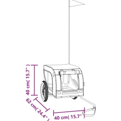VIDAXL - Remorque de vélo pour animaux de compagnie gris et noir