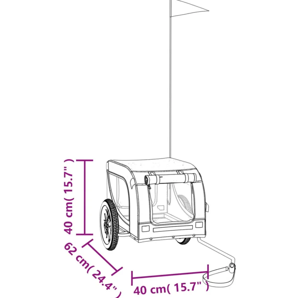 VIDAXL - Remorque de vélo pour animaux de compagnie gris et noir
