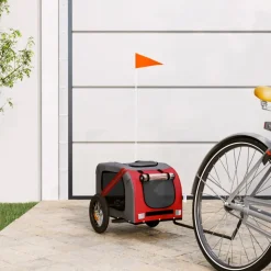 VIDAXL - Remorque de vélo pour animaux de compagnie rouge et gris