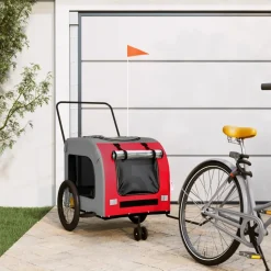 VIDAXL - Remorque de vélo pour animaux de compagnie rouge et gris