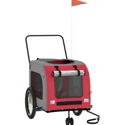 VIDAXL - Remorque de vélo pour animaux de compagnie rouge et gris