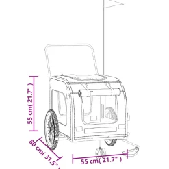 VIDAXL - Remorque de vélo pour animaux de compagnie rouge et gris