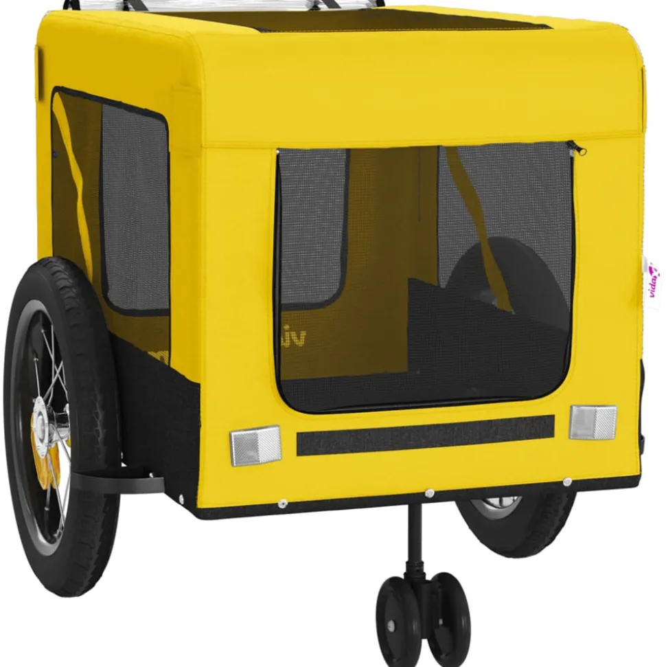 VIDAXL - Remorque de vélo pour animaux de compagnie jaune et noir