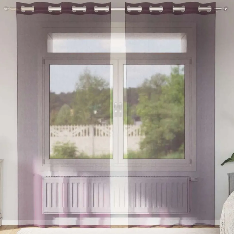 VIDAXL - Rideaux en voile avec œillets 2 pcs violet 140x225 cm