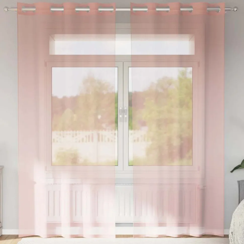 VIDAXL - Rideaux en voile avec œillets 2 pcs rose 140x245 cm