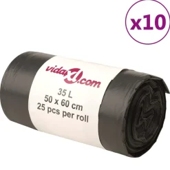 VIDAXL - Sacs poubelles 250 pcs noir 35 l