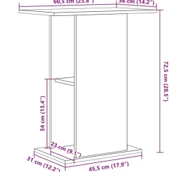 VIDAXL - Support pour aquarium chêne noir 60,5x36x72,5 cm