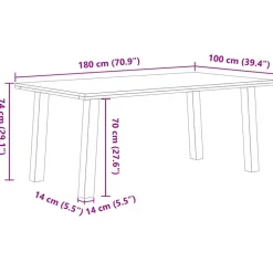 VIDAXL - Table à manger marron clair bois de chêne massif rectangulaire