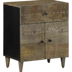 VIDAXL - Table de chevet gris clair 50x33x60 cm bois de manguier massif