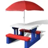 VIDAXL - Table et bancs de pique nique avec parasol pour enfants