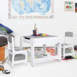 VIDAXL - Table pour enfants avec 2 chaises blanc mdf