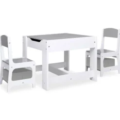 VIDAXL - Table pour enfants avec 2 chaises blanc mdf