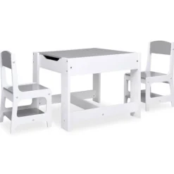 VIDAXL - Table pour enfants avec 2 chaises blanc mdf