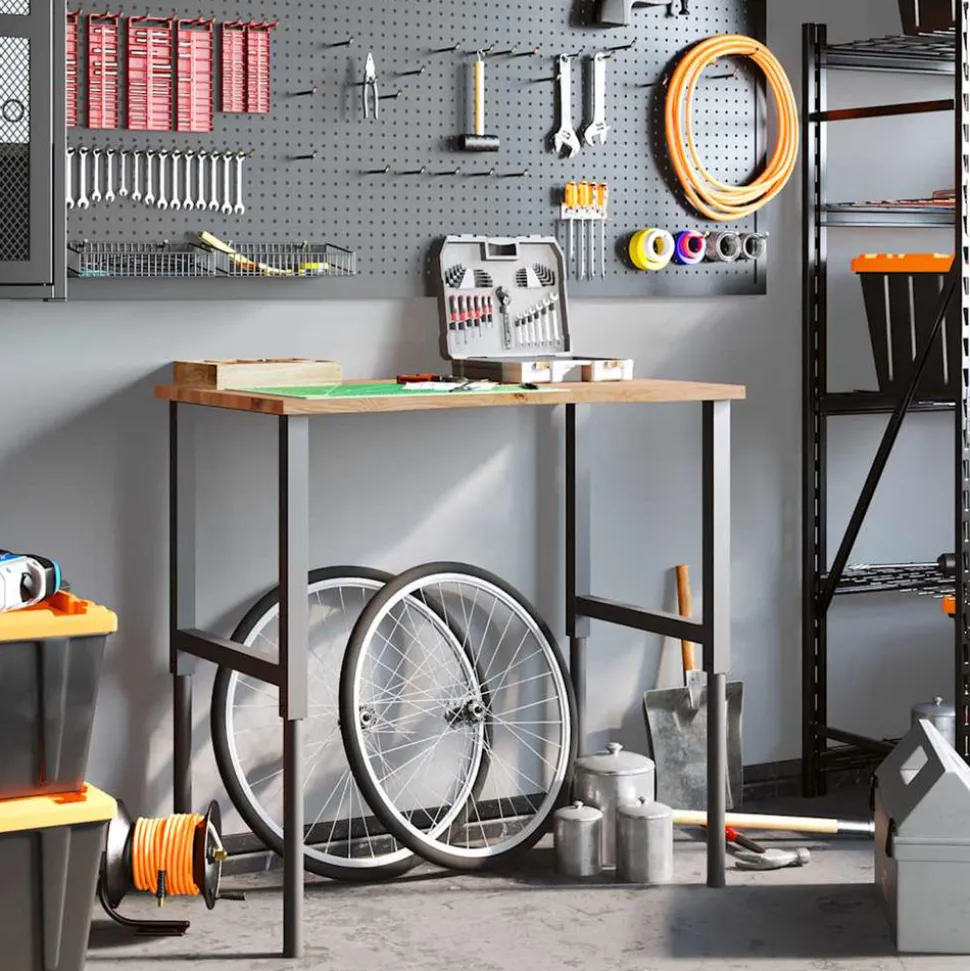 VIDAXL - Établi marron clair 100x60x(71,5-98) cm bois de chêne massif