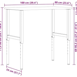 VIDAXL - Établi marron clair 100x60x(71,5-98) cm bois de chêne massif