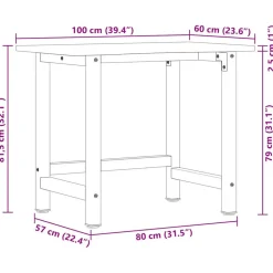 VIDAXL - Établi marron clair 100x60x81,5 cm bois de chêne massif