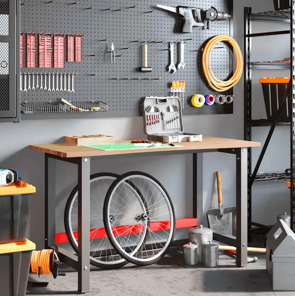 VIDAXL - Établi marron clair 140x60x81,5 cm bois de chêne massif