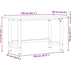 VIDAXL - Établi marron clair 140x60x81,5 cm bois de chêne massif