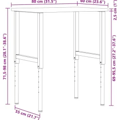 VIDAXL - Établi marron foncé 80x60x(71,5-98) cm bois de chêne massif