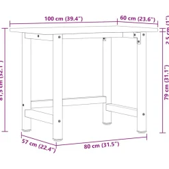 VIDAXL - Établi 100x60x81,5 cm bois de chêne massif