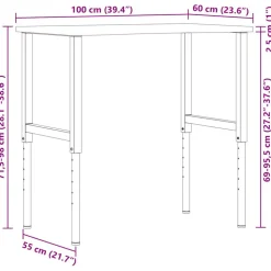 VIDAXL - Établi 100x60x(71,5-98) cm bois de chêne massif