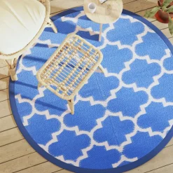 VIDAXL - Tapis d'extérieur arakil bleu ø160 cm pp