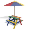 VIDAXL - Vidaxl - table et bancs avec parasol pour enfants