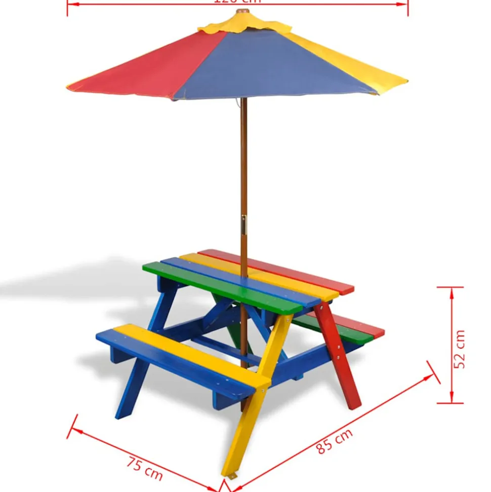 VIDAXL - Vidaxl - table et bancs avec parasol pour enfants