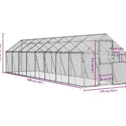 VIDAXL - Volière argenté 1,79x8x1,85 m aluminium