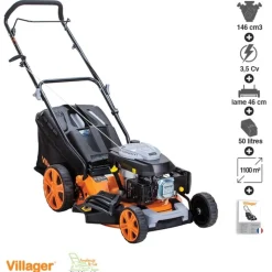 VILLAGER - Tondeuse thermique mulching 146cc 4 en 1 coupe 46cm villager prime 4011t
