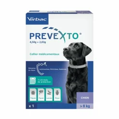 VIRBAC - Prevexto - collier antiparasitaire chien + 8kg 1 unité