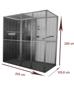 Volière de jardin pour perroquets de 2m² à toit mixte
