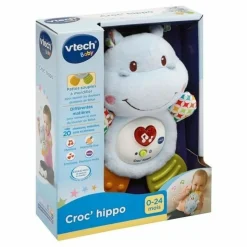VTECH BABY - Hochet croc'hippo - peluche texturée bleue