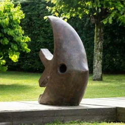 WANDA COLLECTION - Grande sculpture moderne poisson 100 cm brun