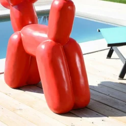 WANDA COLLECTION - Statue chien ballon rouge 100 cm