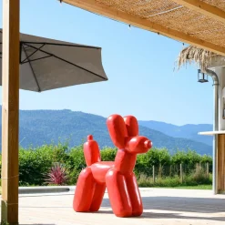 WANDA COLLECTION - Statue chien ballon rouge 100 cm