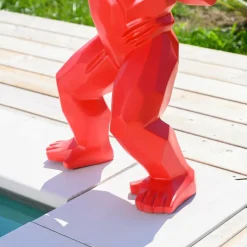 WANDA COLLECTION - Statue origami gorille rouge 80 cm