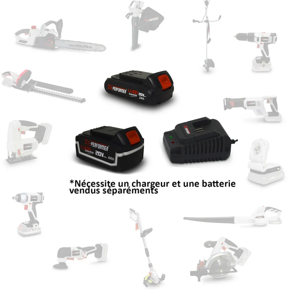 X-PERFORMER - Coupe bordures batterie 20v - x-performer xpcb20li-t - tête de coupe orientable - sans batterie ni chargeur